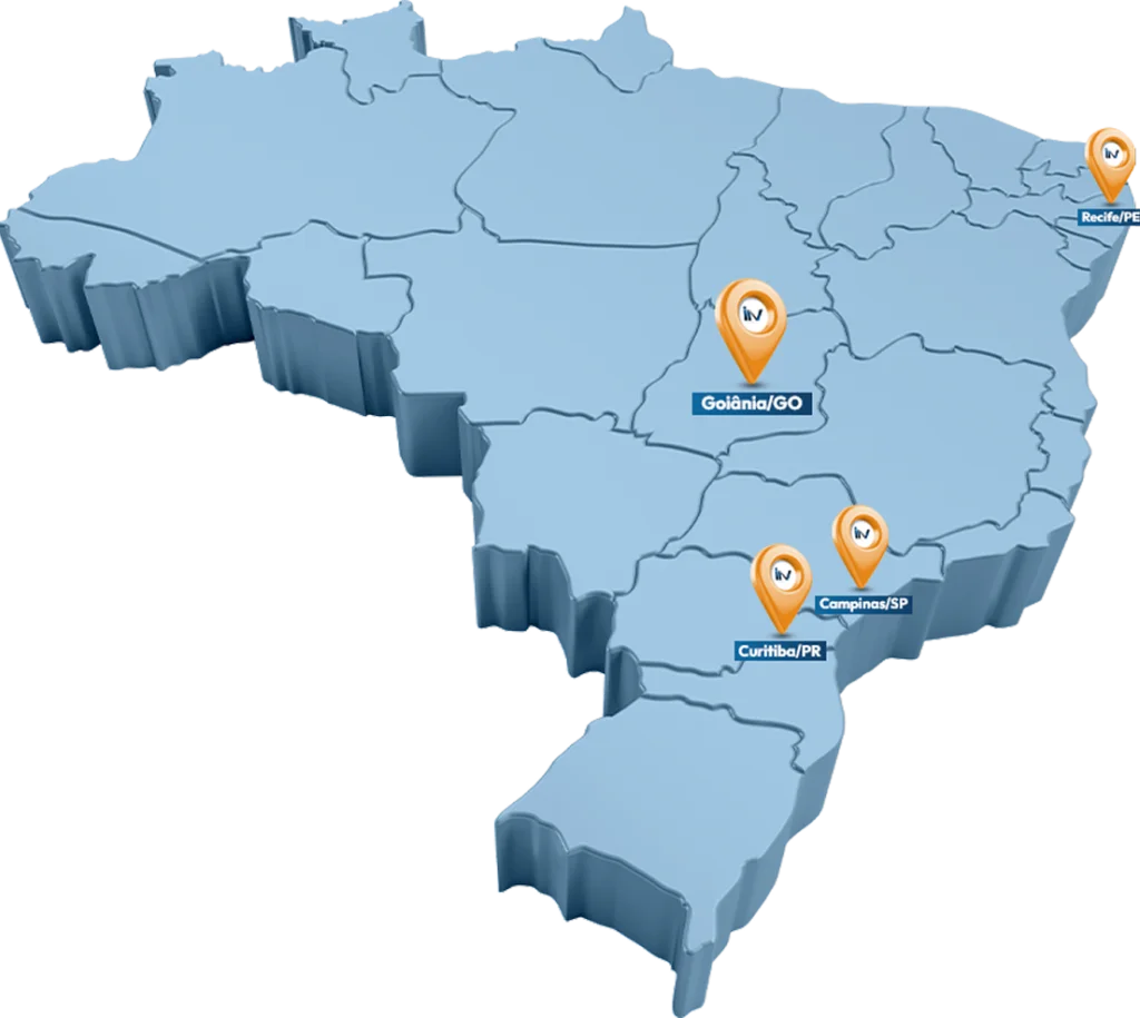 Mapa do Brasil com as agências INV